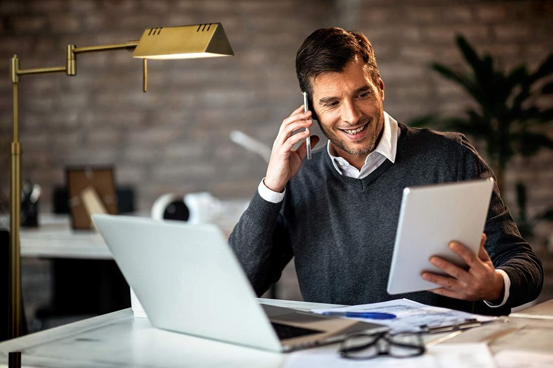 O’Bright Dimmable LED Pharmacy Floor Lamp, 12W LED, Full Range Dimming, 360 Degree Swing Arms, Adjustable Heights, Standing Lamp for Reading, Sewing, and Craft, ETL Listed, Antique Brass (Gold)