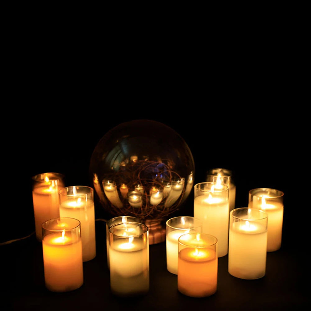 3Pcs LED Flameless Pillar Candle set Adjustable Brightness Flickering Moving Wick Real Wax Remote controlled